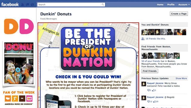 Активности брендов на Facebook - конкурс President of Dunkin Nation
